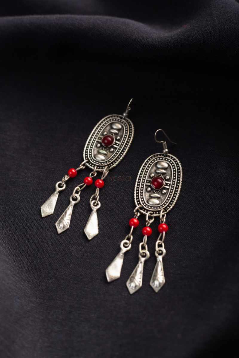 Image for Kusvaa Kpe117 Turkish Tribal Boho Earrings Side New