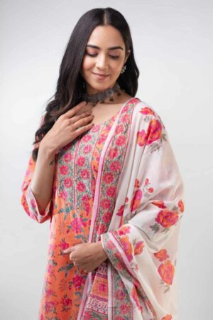Image for Kusvaa Kuoj177 Mishika Cotton Kurta With Mulmul Dupatta Featured New