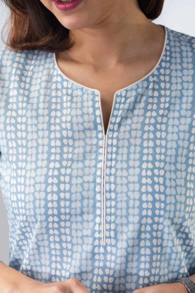 Image for Kusvaa Taf101 Chaetalee Cotton Short Kurti Closeup