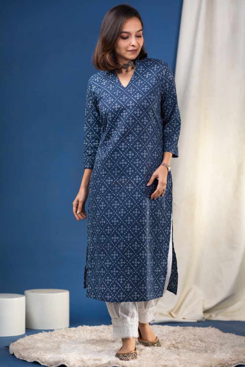 Image for Kusvaa Taf104 Falguny Cotton Kurta Closeup 2