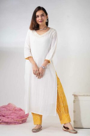 Image for Kusvaa Vcr144 Chitkala Dobby Kurta With Lehriya Salwar Featured New