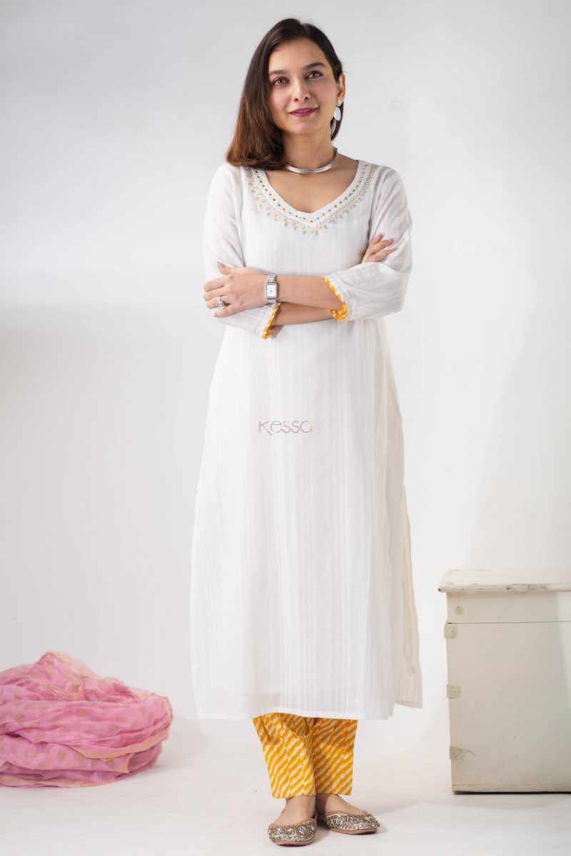 Image for Kusvaa Vcr144 Chitkala Dobby Kurta With Lehriya Salwar Front New