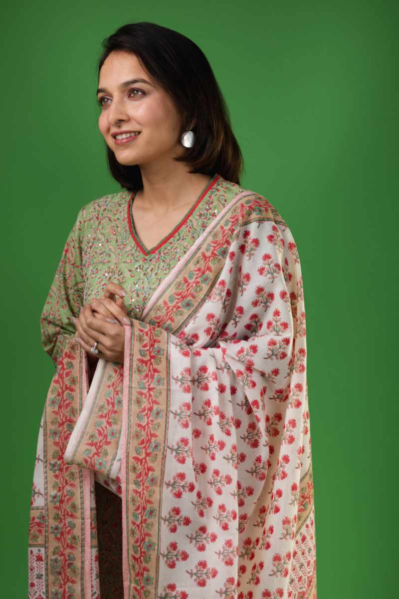 Image for Kusvaa Vcr171 Ziya Straight Kurta With Dupatta Side