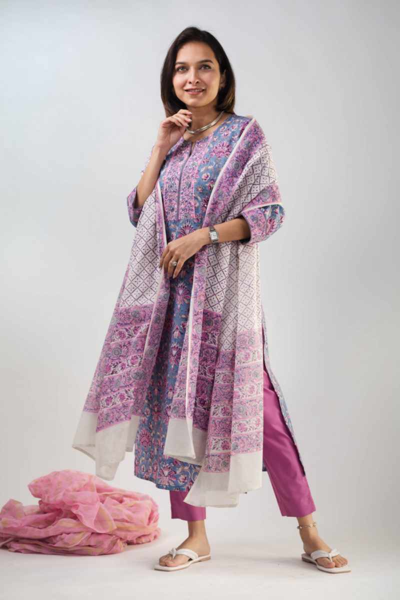 Image for Kusvaa Vcr172 Ziana Straight Kurta With Dupatta Side