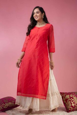 Image for Kusvaa Ws912 Ojaswita Chanderi Straight Kurta Featured New