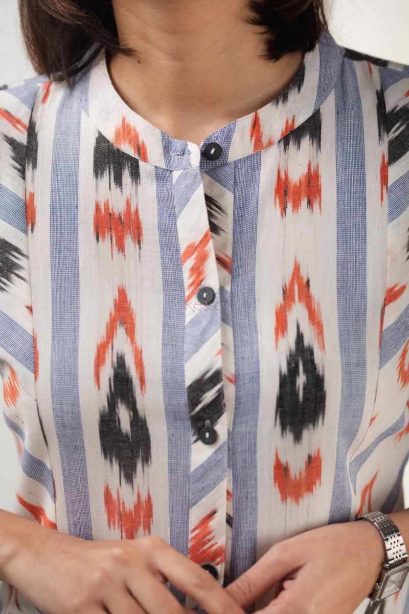 Image for Kusvaa Ws927 Ziyana Ikat Kurta Closeup 2