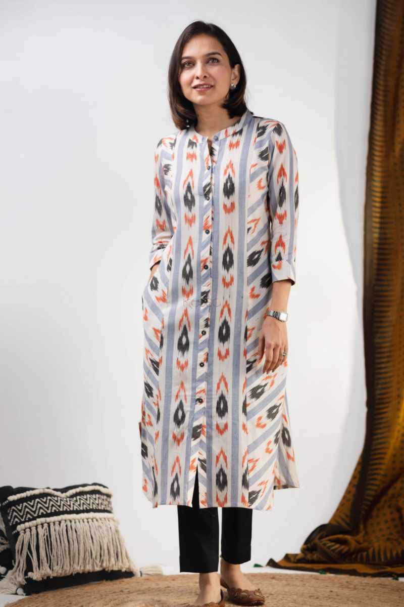 Image for Kusvaa Ws927 Ziyana Ikat Kurta Front