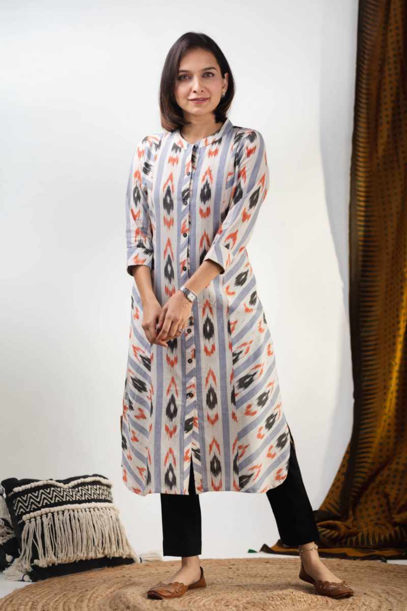 Image for Kusvaa Ws927 Ziyana Ikat Kurta Side