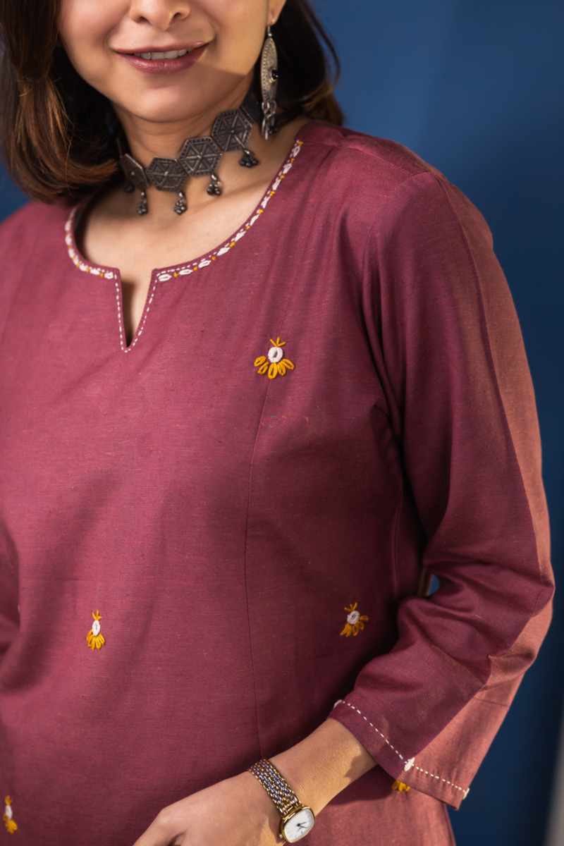 Image for Kusvaa Ws961 Siti South Cotton Short Kurti Closeup 2