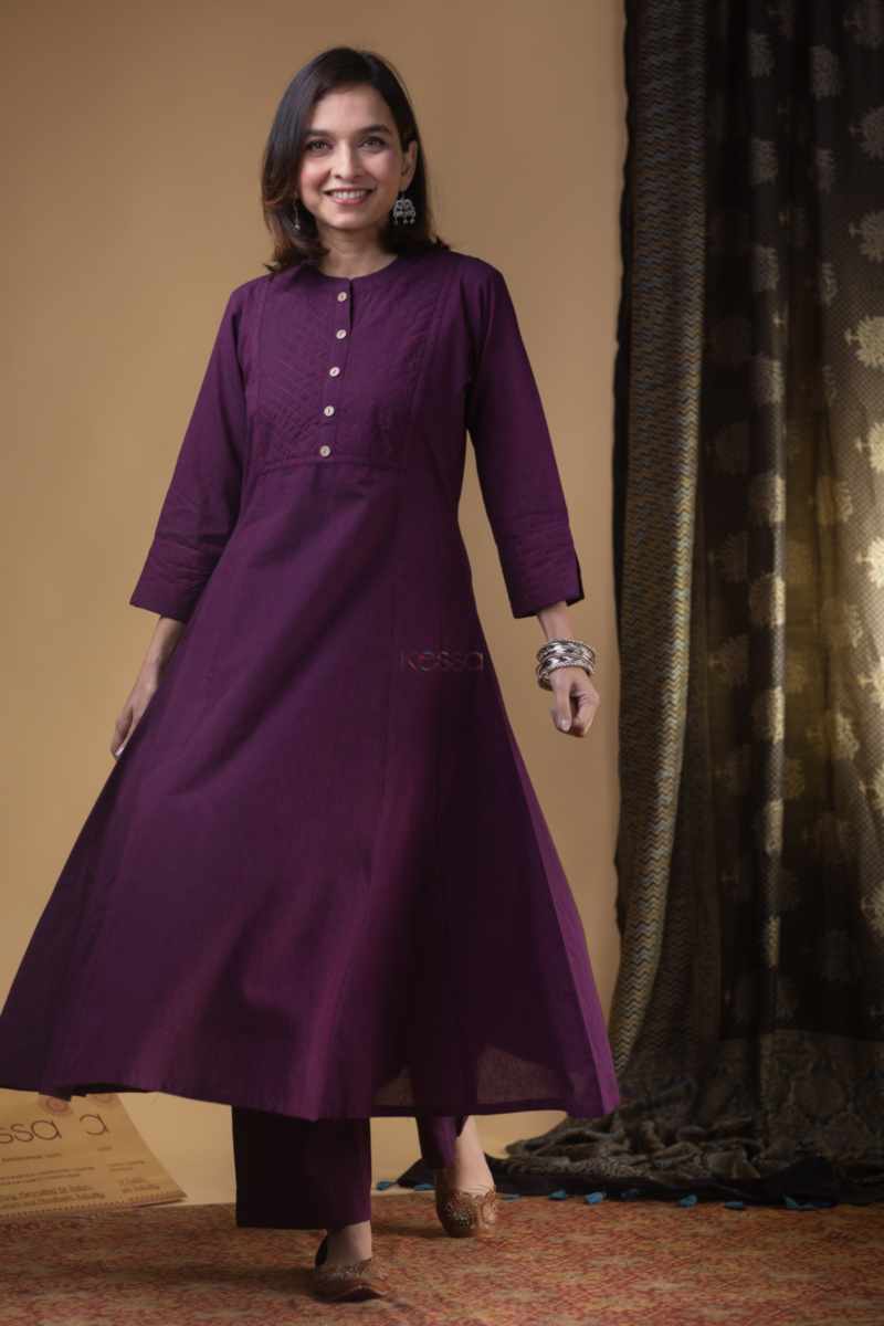 Image for Kusvaa Ws969 Sashriti South Cotton Kurtapant Set Side