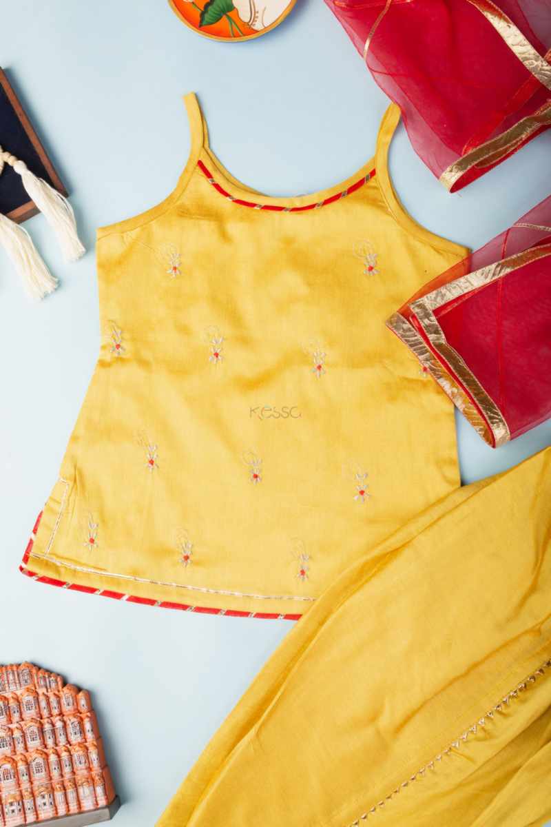 Image for Kusvaa Wsk58 Aadhini Girls Silk Dhoti Set Closeup