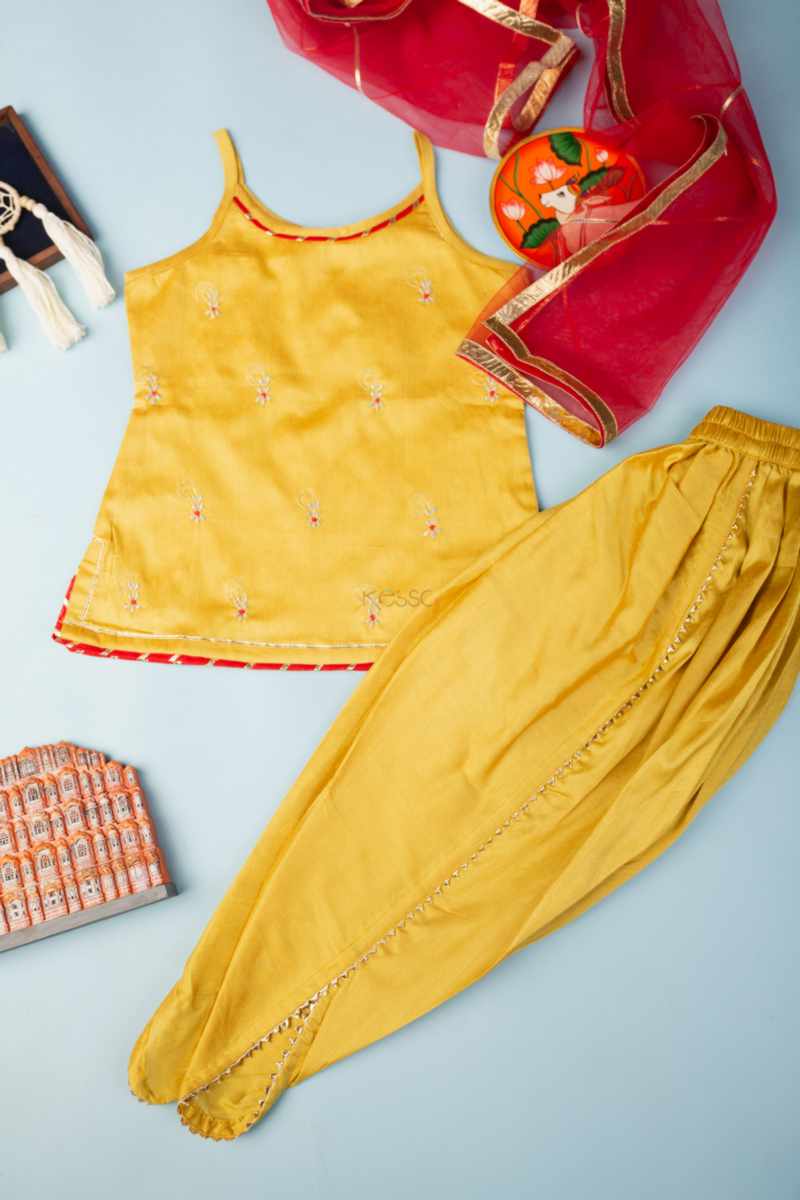 Image for Kusvaa Wsk58 Aadhini Girls Silk Dhoti Set Featured