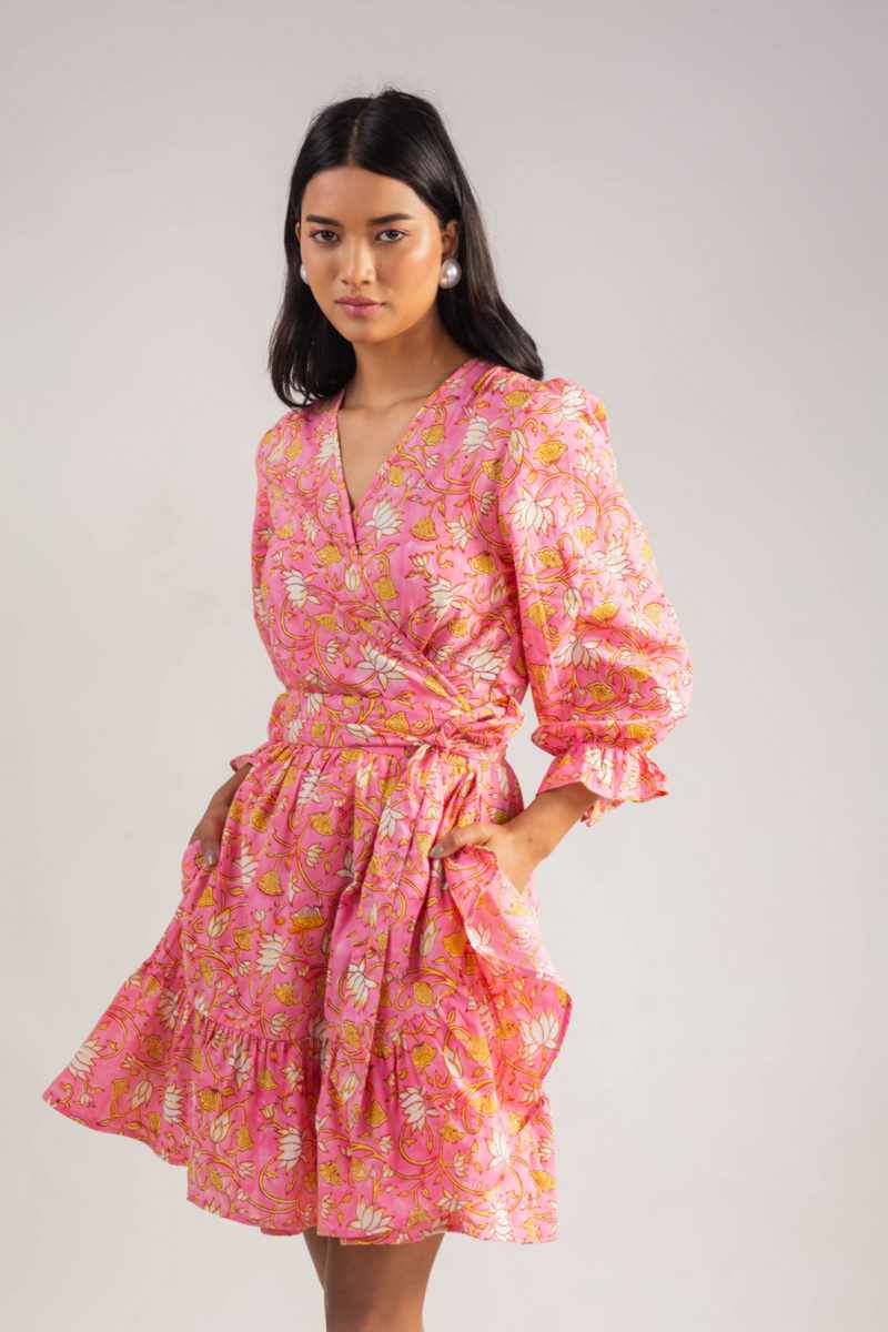Image for Kusvaa Anuk13 Kashi Handblock Cotton Dress Featured