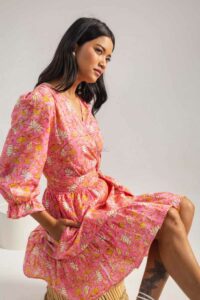 Image for Kusvaa Anuk13 Kashi Handblock Cotton Dress Sitting