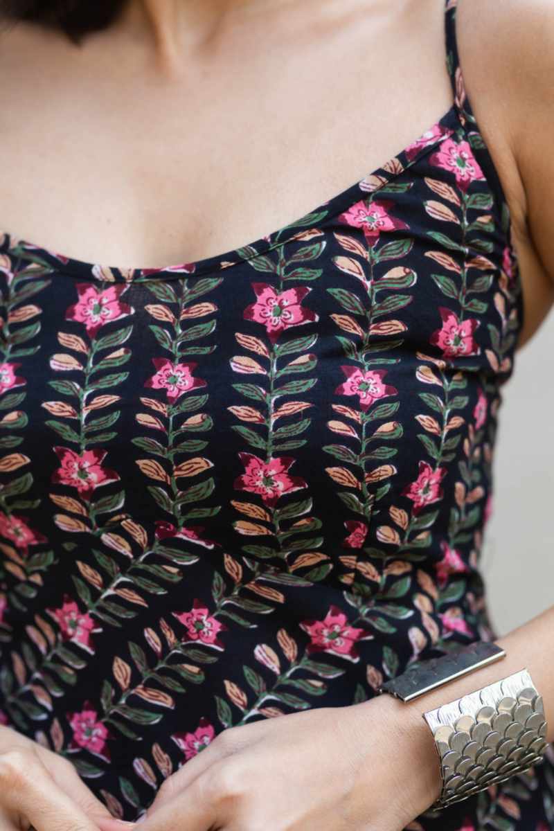 Image for Kusvaa Anuk14 Ekathva Handblock Cotton Dress Closeup