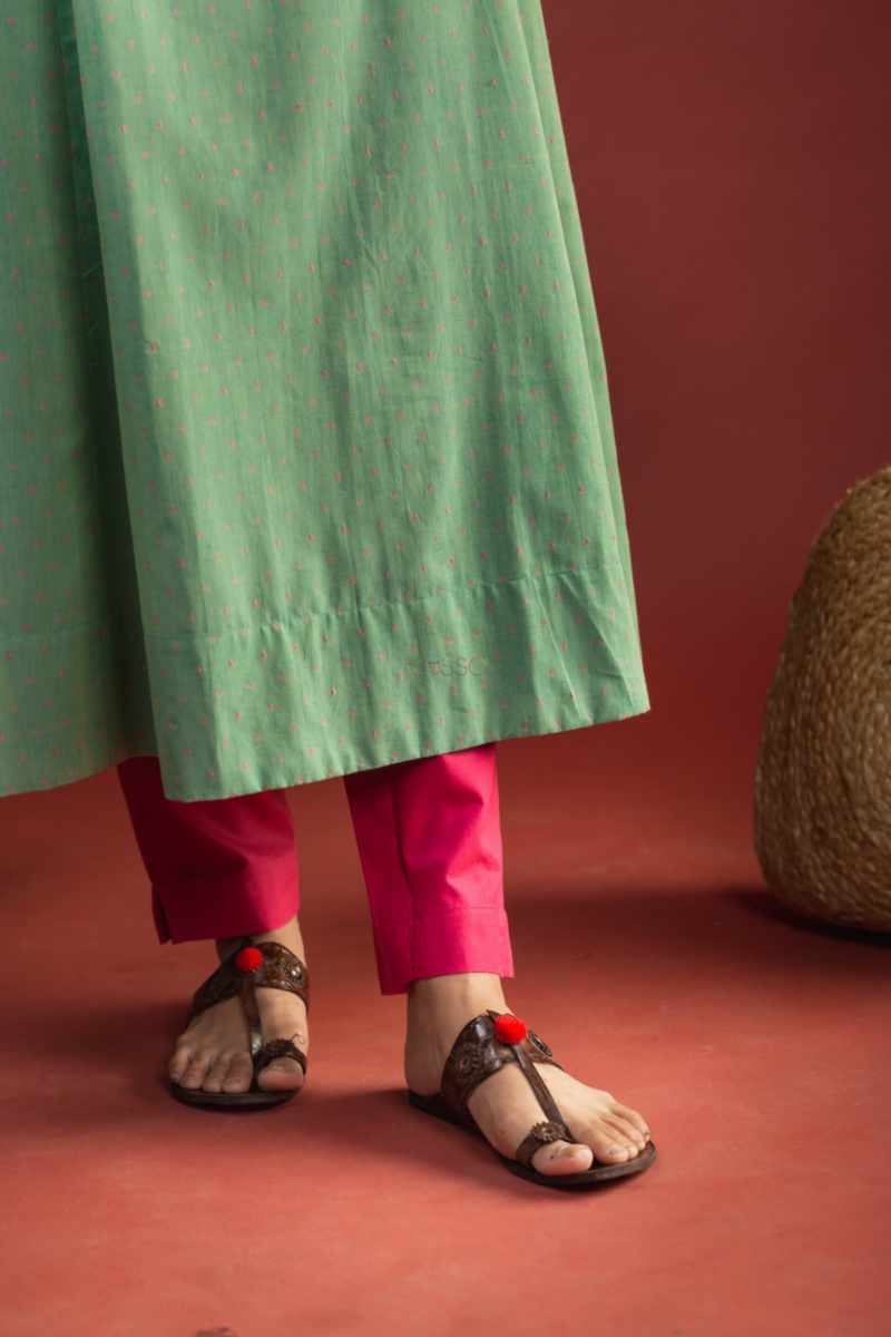 Image for Kusvaa Avdaf206 Isnadevi Cotton A Line Kurta Closeup 2