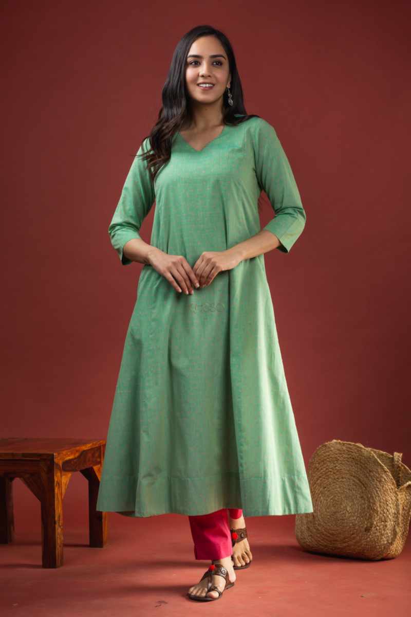 Image for Kusvaa Avdaf206 Isnadevi Cotton A Line Kurta Featured
