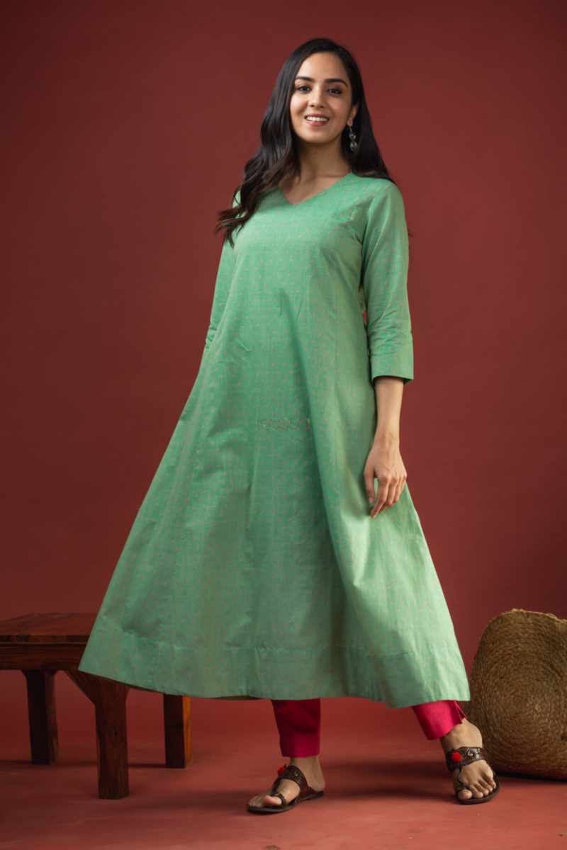Image for Kusvaa Avdaf206 Isnadevi Cotton A Line Kurta Front