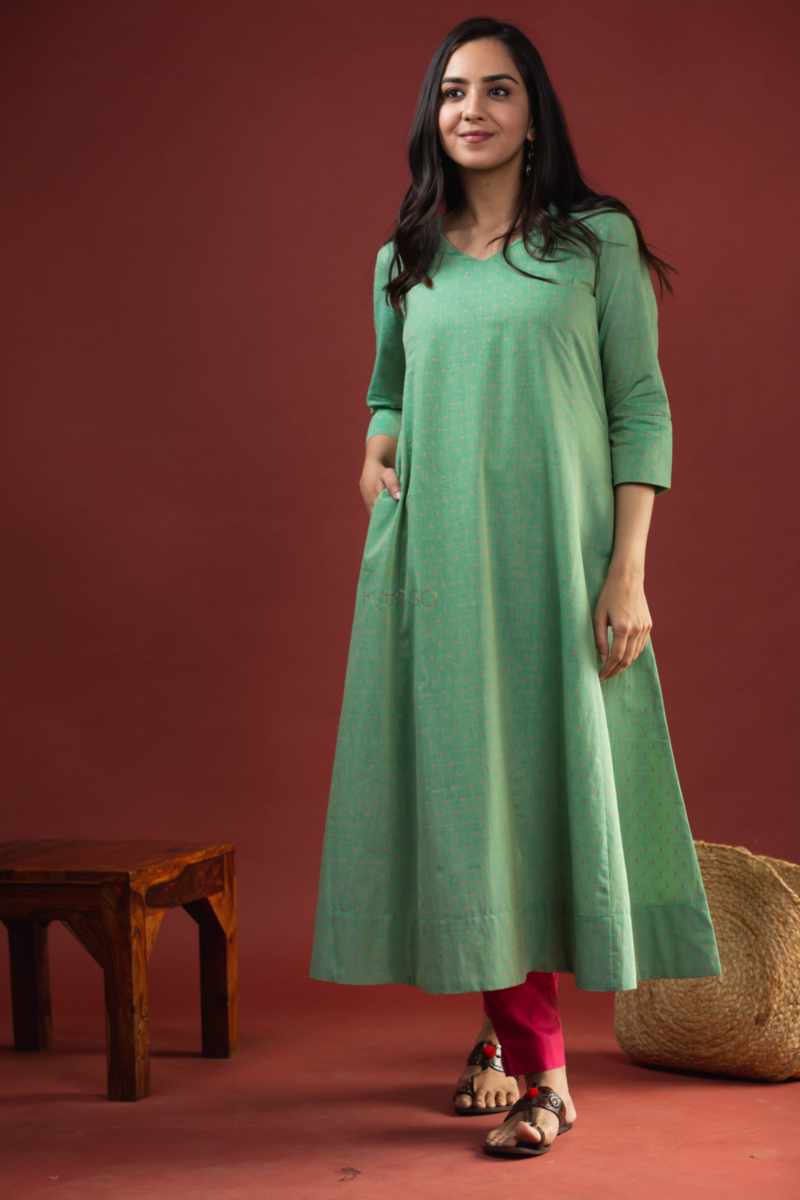 Image for Kusvaa Avdaf206 Isnadevi Cotton A Line Kurta Side