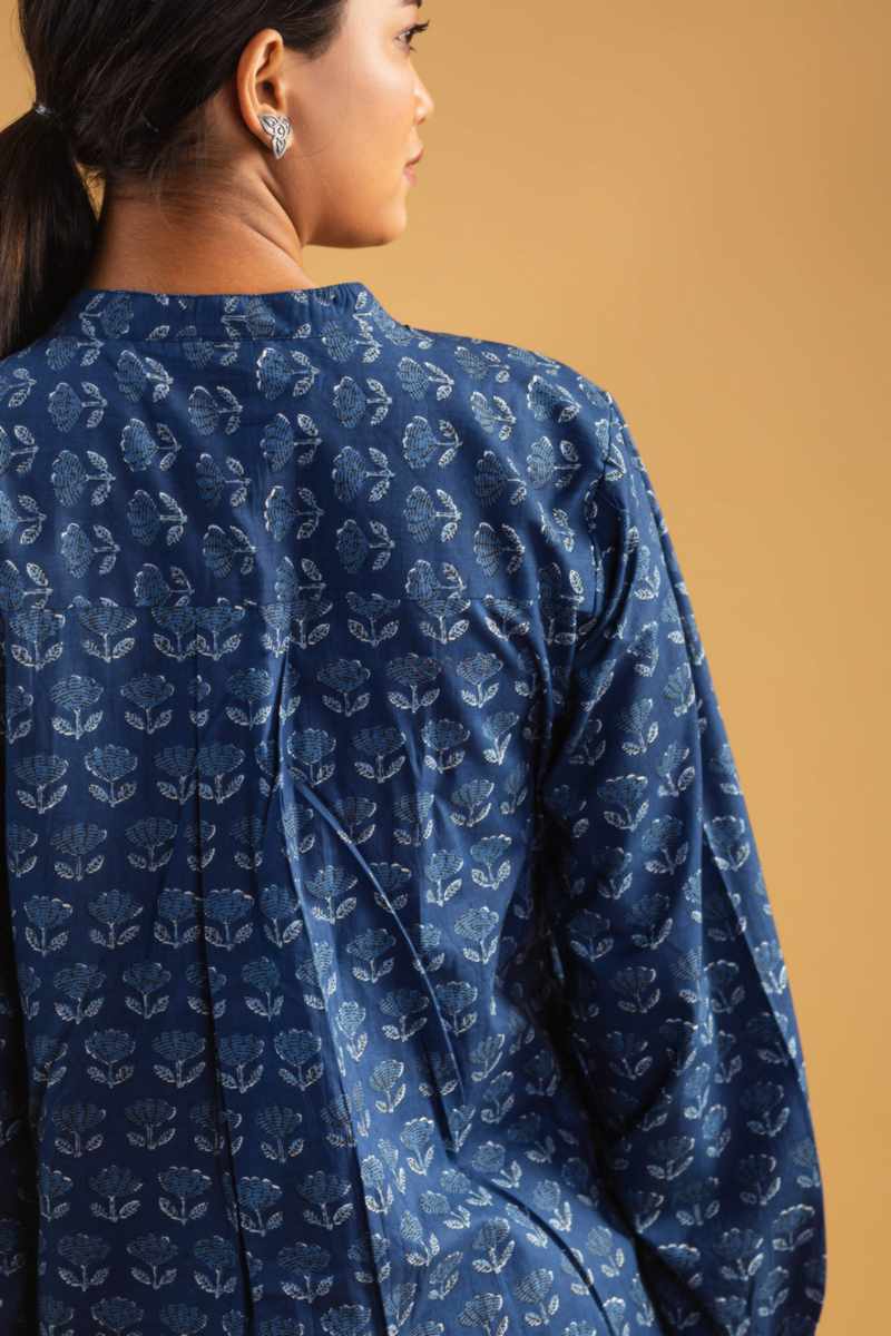 Image for Kusvaa Avdaf209 Alina Block Print Full Sleeves Shirt Closeup 2