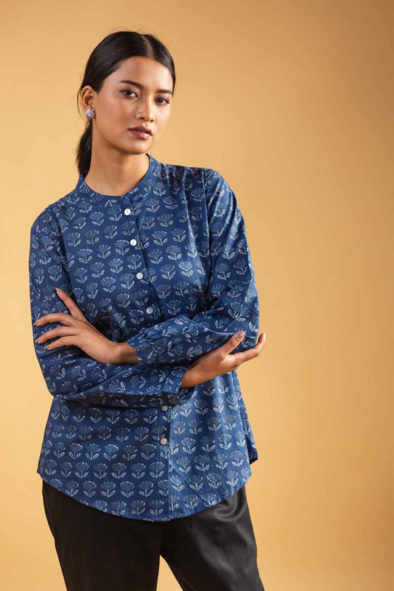 Image for Kusvaa Avdaf209 Alina Block Print Full Sleeves Shirt Side