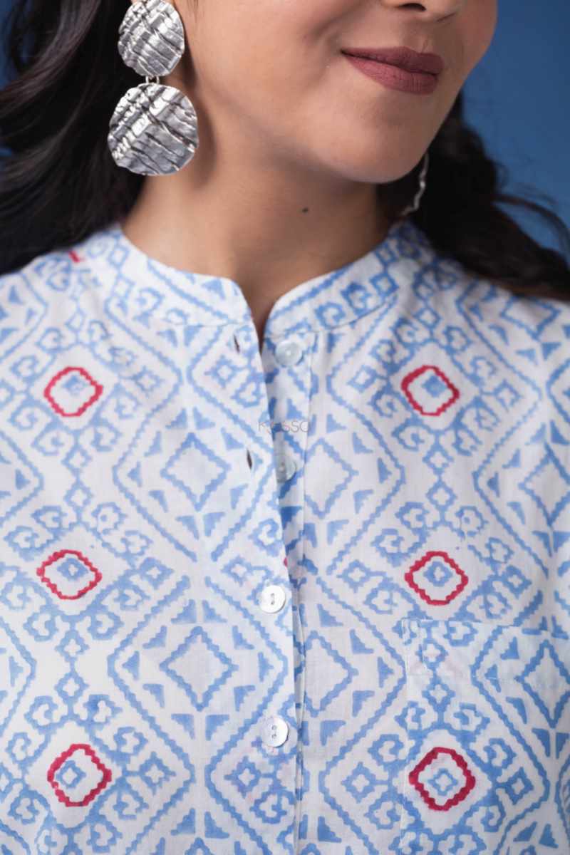 Image for Kusvaa Avdaf211 Kanti Cotton Handblock Co Ord Set Closeup