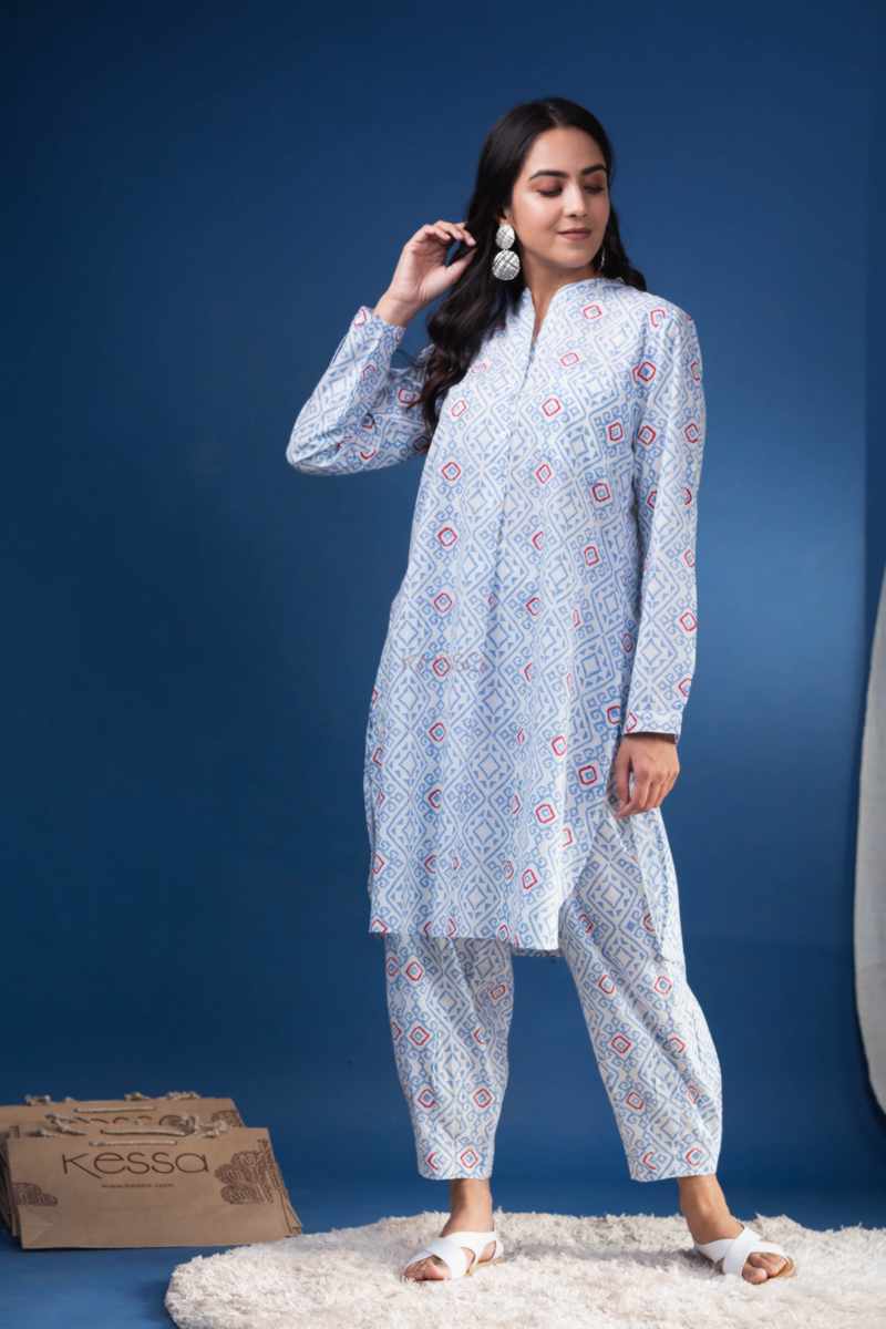Image for Kusvaa Avdaf211 Kanti Cotton Handblock Co Ord Set Front