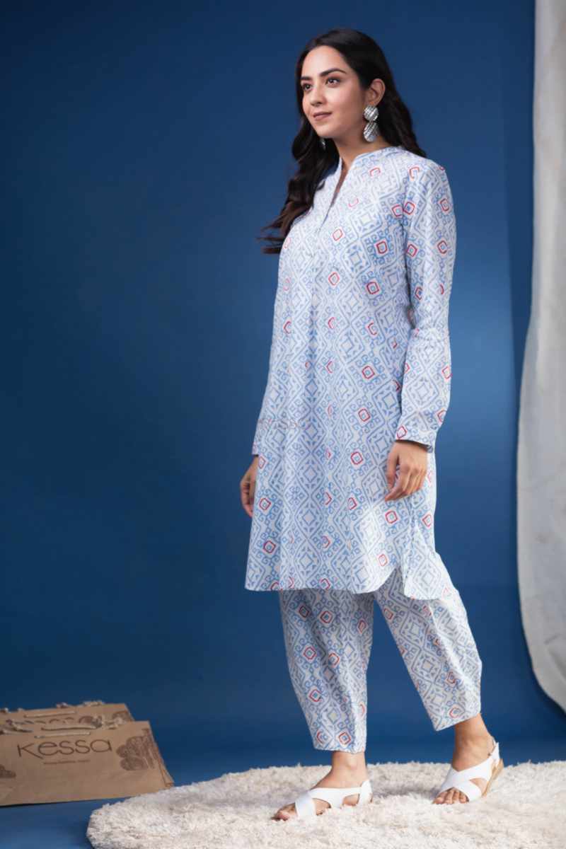 Image for Kusvaa Avdaf211 Kanti Cotton Handblock Co Ord Set Side