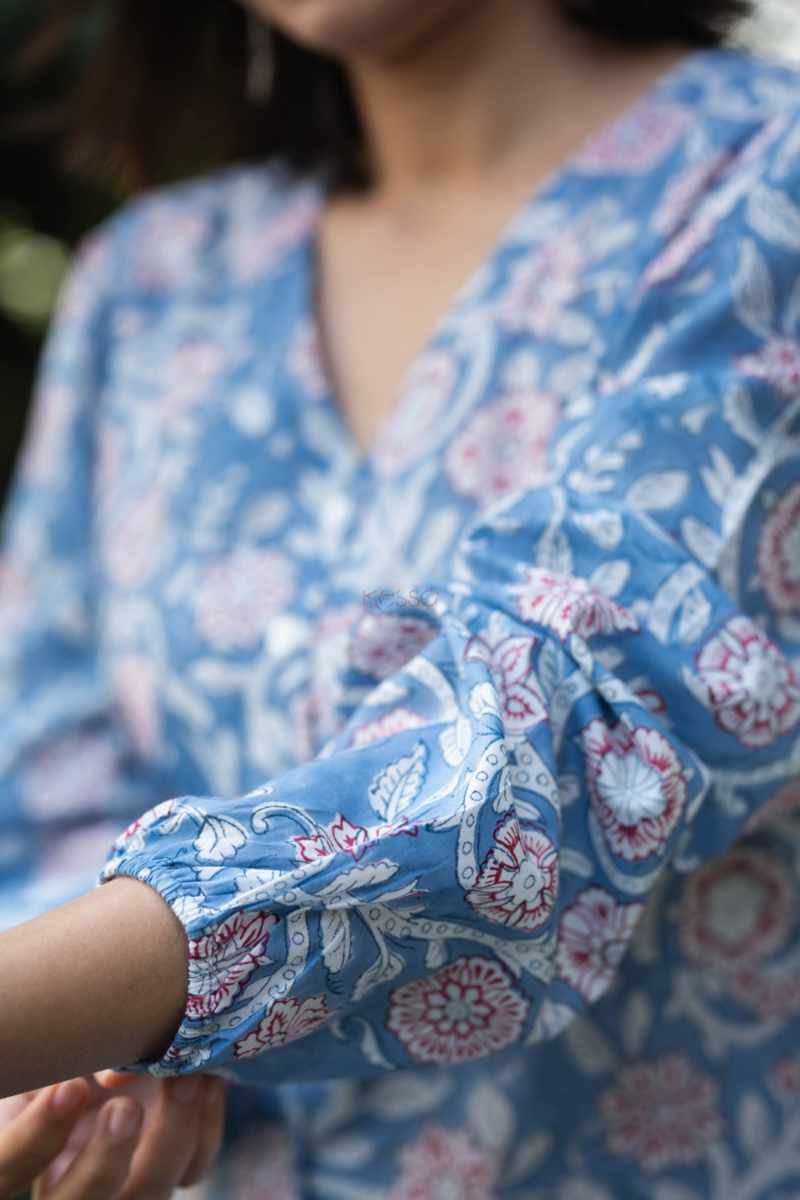 Image for Kusvaa Avdaf212 Omana Cotton Handblock Shirt Closeup 2