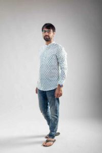 Image for Kusvaa Awk57 Savar Block Print Men Shirt Front
