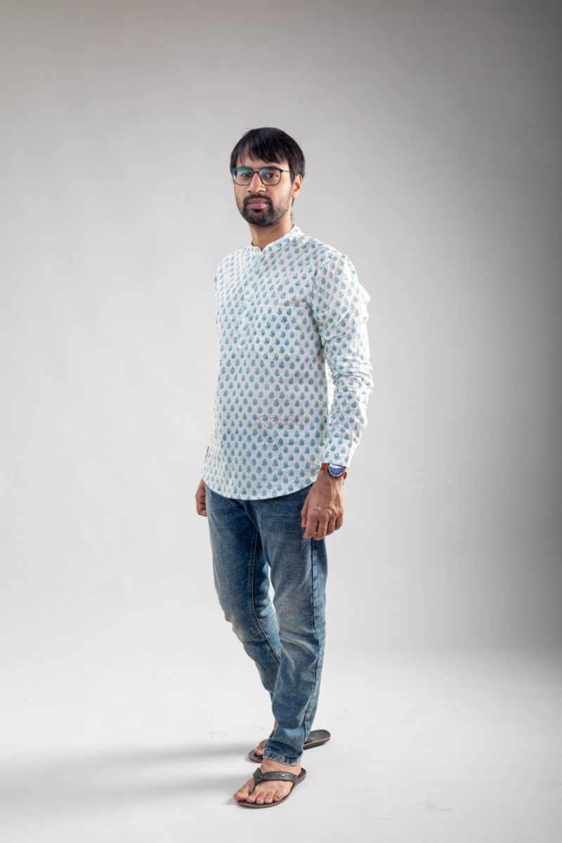 Image for Kusvaa Awk57 Savar Block Print Men Shirt Front