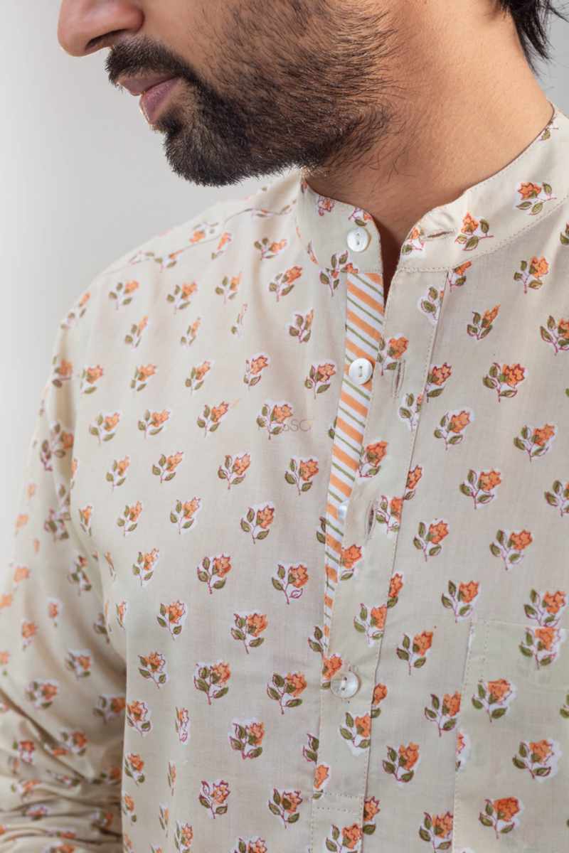 Image for Kusvaa Awk58 Viraj Block Print Men Shirt Closeup