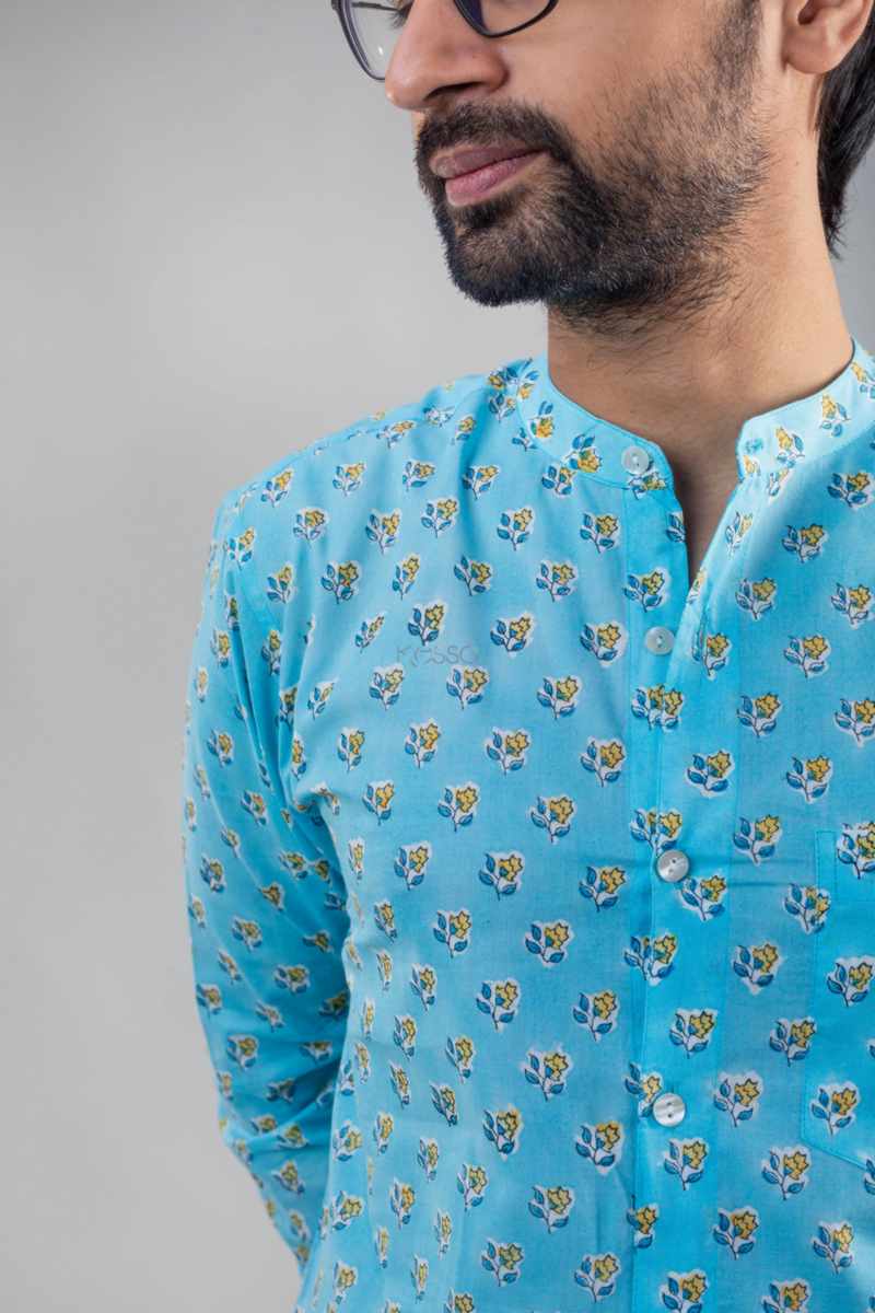 Image for Kusvaa Awk61 Tavasya Block Print Men Shirt Closeup