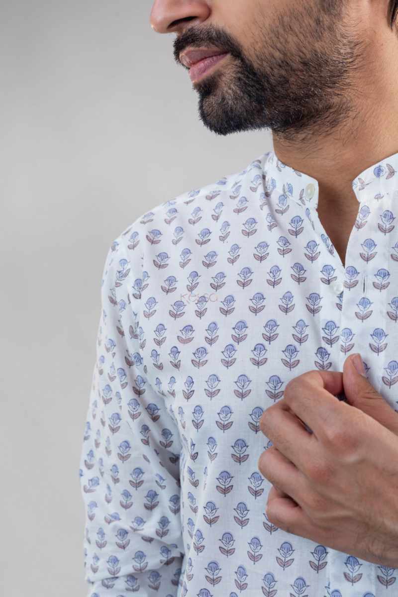 Image for Kusvaa Awk62 Tarush Block Print Men Shirt Closeup