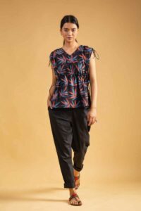 Image for Kusvaa Bpr27 Pakhi Handblock Cotton Short Kurti Front