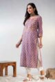 Image for Kusvaa De176 Agni Handblock Straight Fit Kurta Closeup 2