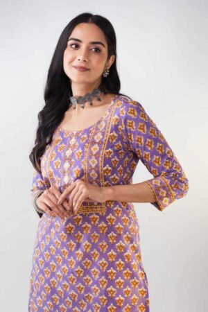 Image for Kusvaa De176 Agni Handblock Straight Fit Kurta Featured