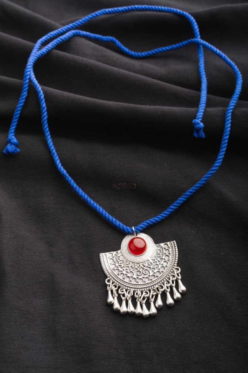 Image for Kusvaa Kpp14 Turkish Multi Stone Pendant Blue Closeup 2