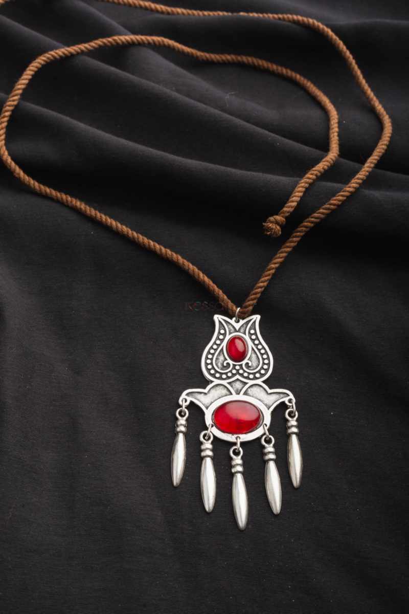 Image for Kusvaa Kpp15 Turkish Multi Stone Pendant Brown Closeup 2