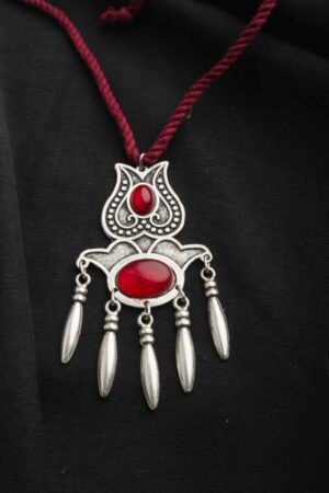 Image for Kusvaa Kpp15 Turkish Multi Stone Pendant Red Closeup