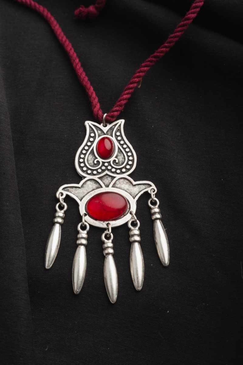 Image for Kusvaa Kpp15 Turkish Multi Stone Pendant Red Closeup