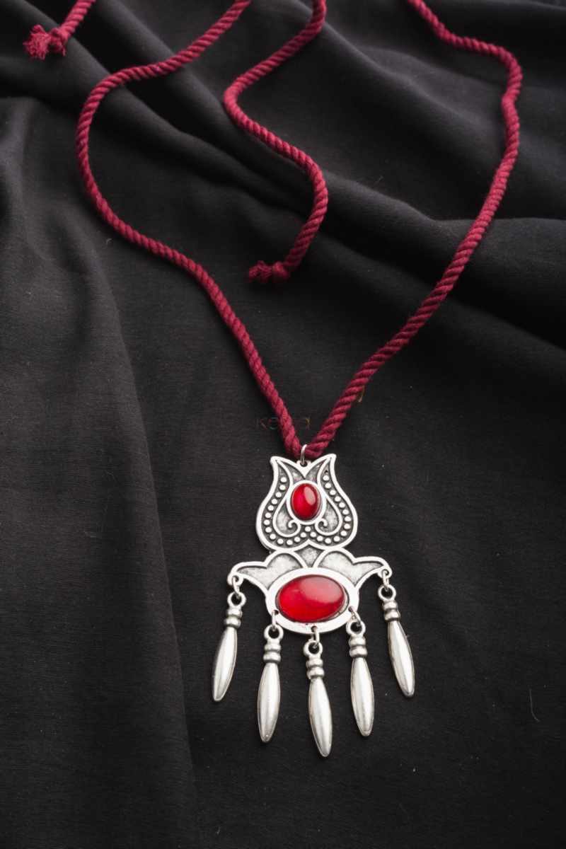 Image for Kusvaa Kpp15 Turkish Multi Stone Pendant Red Side