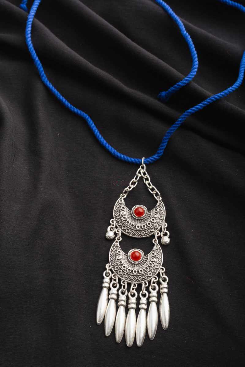 Image for Kusvaa Kpp17 Turkish Multi Stone Pendant Blue Side