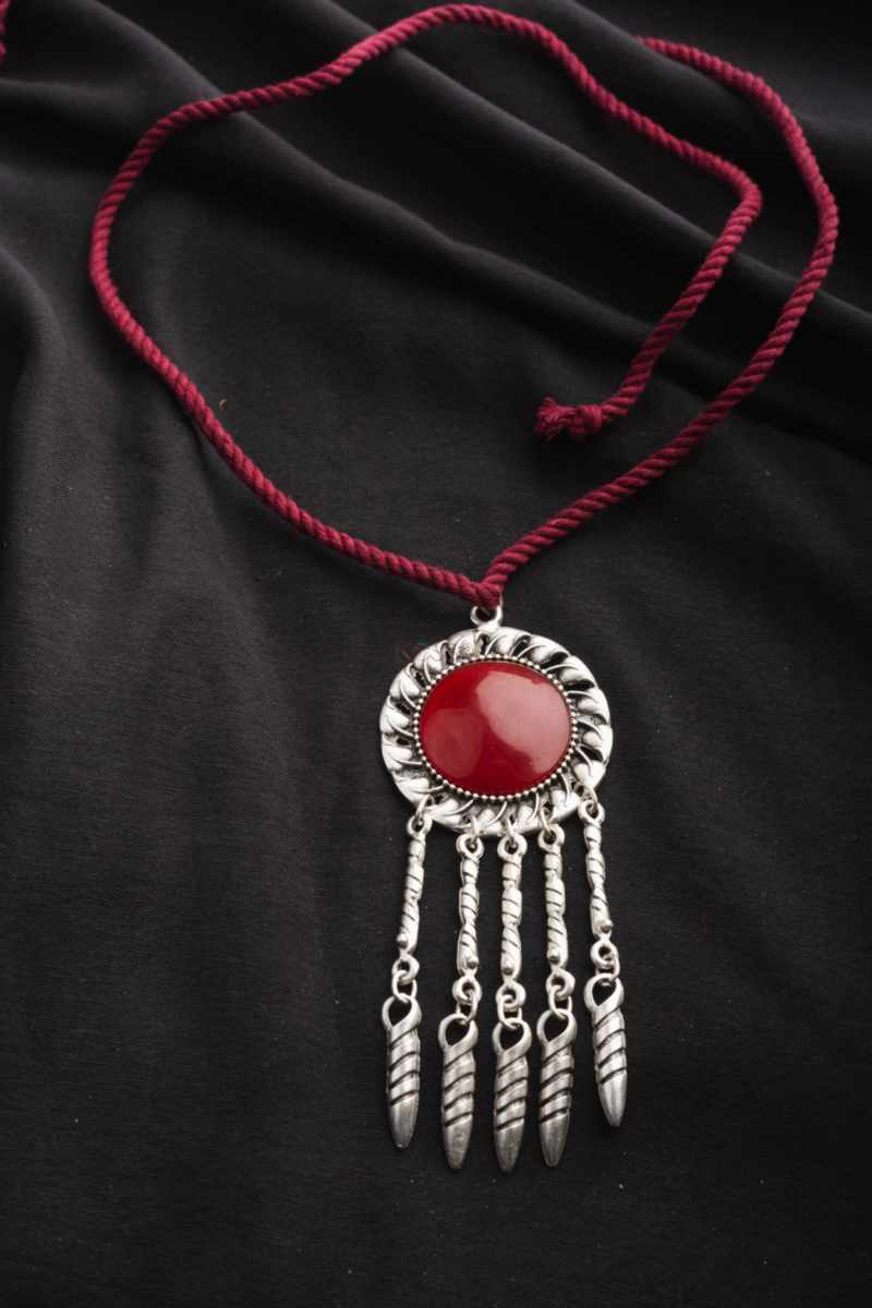 Image for Kusvaa Kpp19 Turkish Multi Stone Pendant Red Front