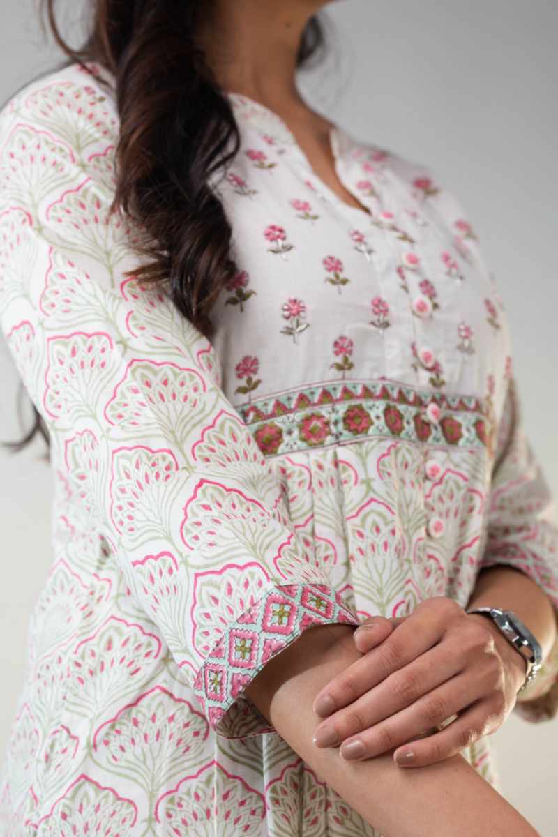 Image for Kusvaa Vcr180 Naffisha Cotton A Line Kurta Closeup 2