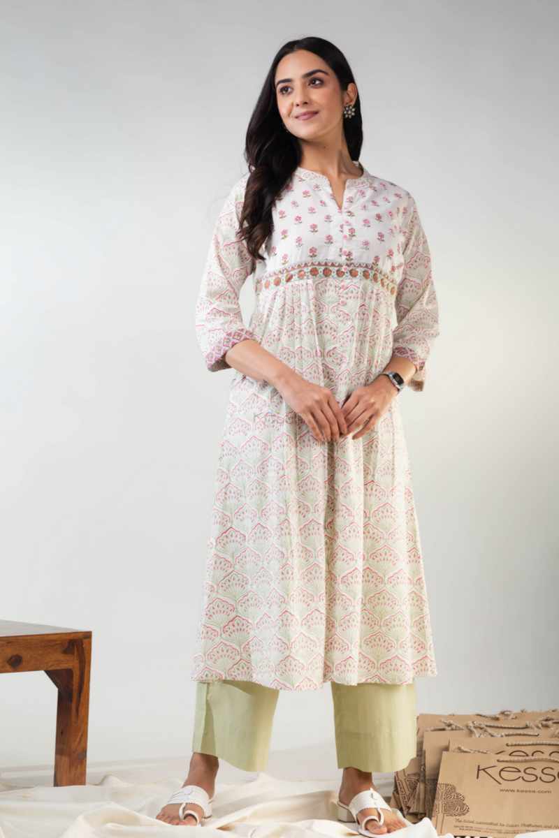 Image for Kusvaa Vcr180 Naffisha Cotton A Line Kurta Side