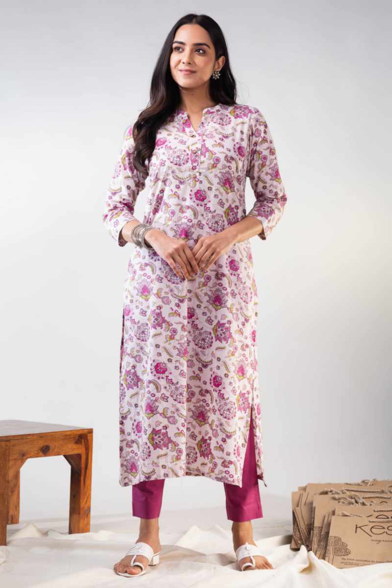 Image for Kusvaa Ws975 Nadia Cotton Straight Fit Kurta Front