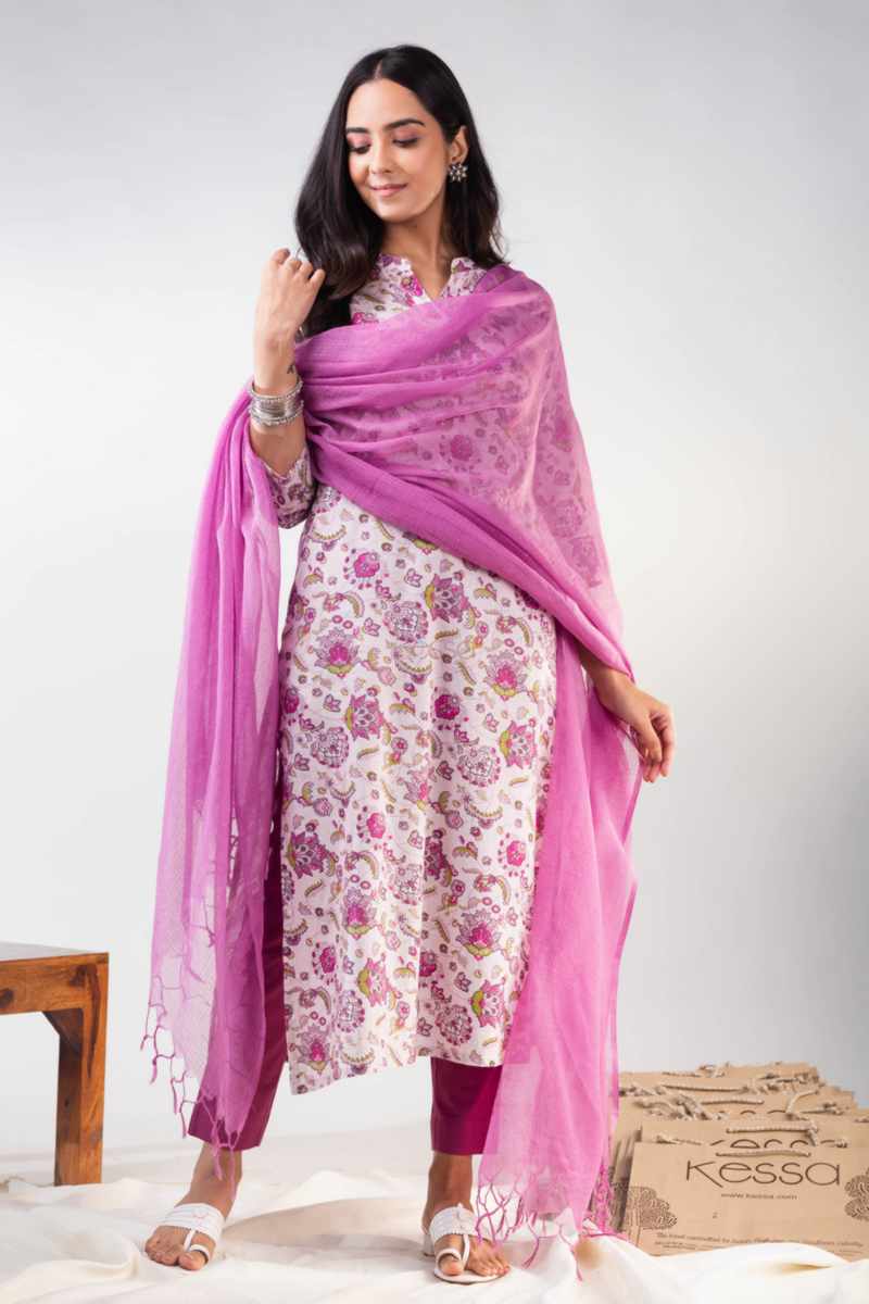 Image for Kusvaa Ws975 Nadia Cotton Straight Fit Kurta Side