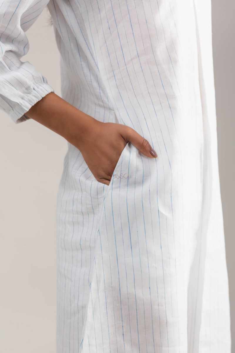 Image for Kusvaa Ws987 Daksha Stripe Linen Dress Closeup 2