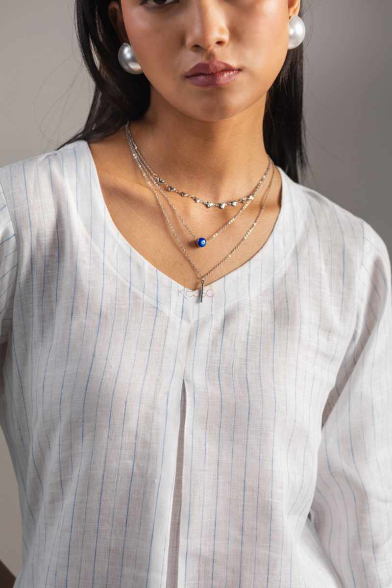 Image for Kusvaa Ws987 Daksha Stripe Linen Dress Closeup